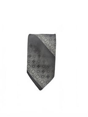 Wemlon by Wembley Vintage Gray and Black Patterned 100% Polyester Tie